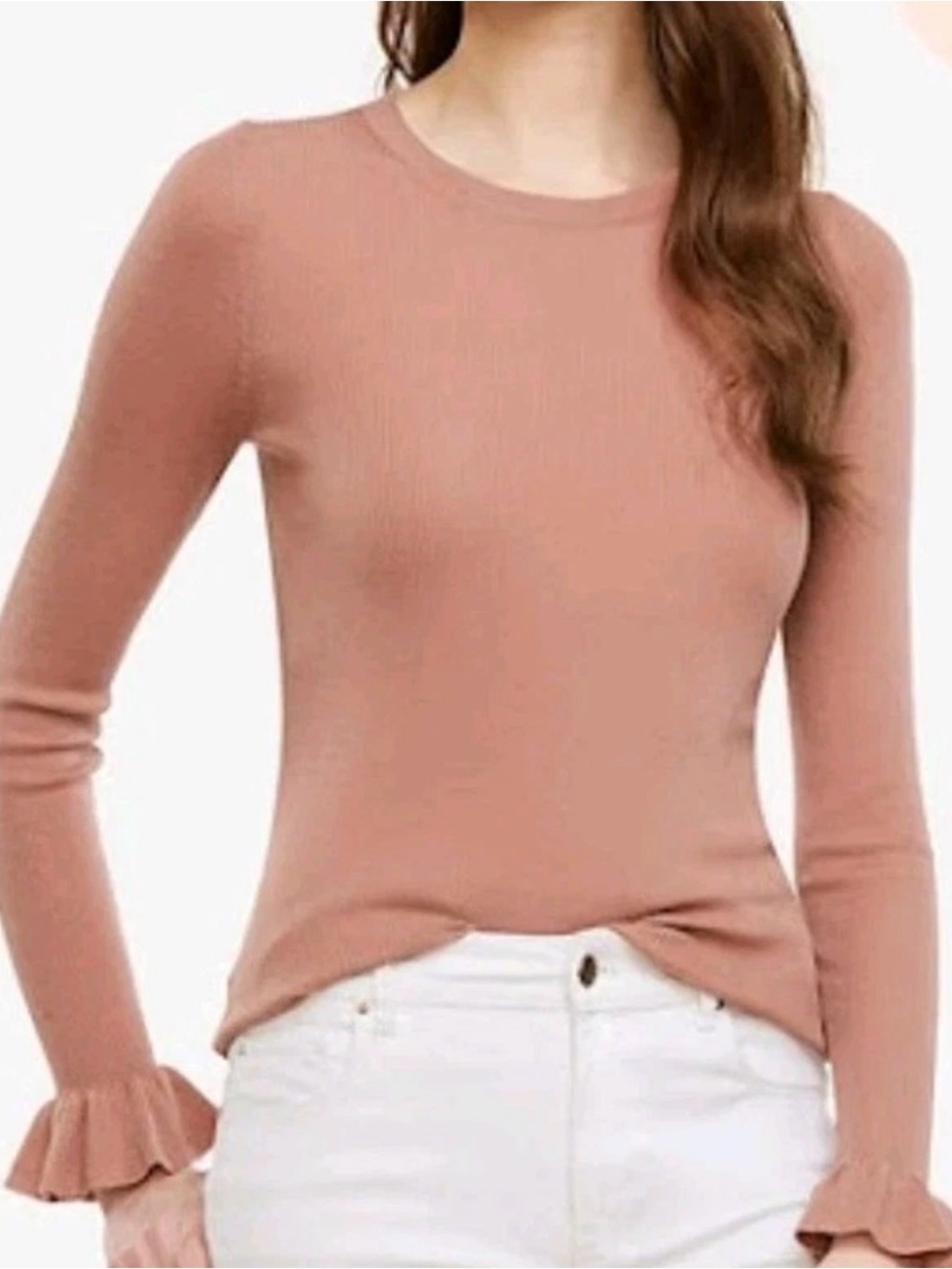 Ann Taylor Merino Wool Ribbed Sweater in Warm Taupe